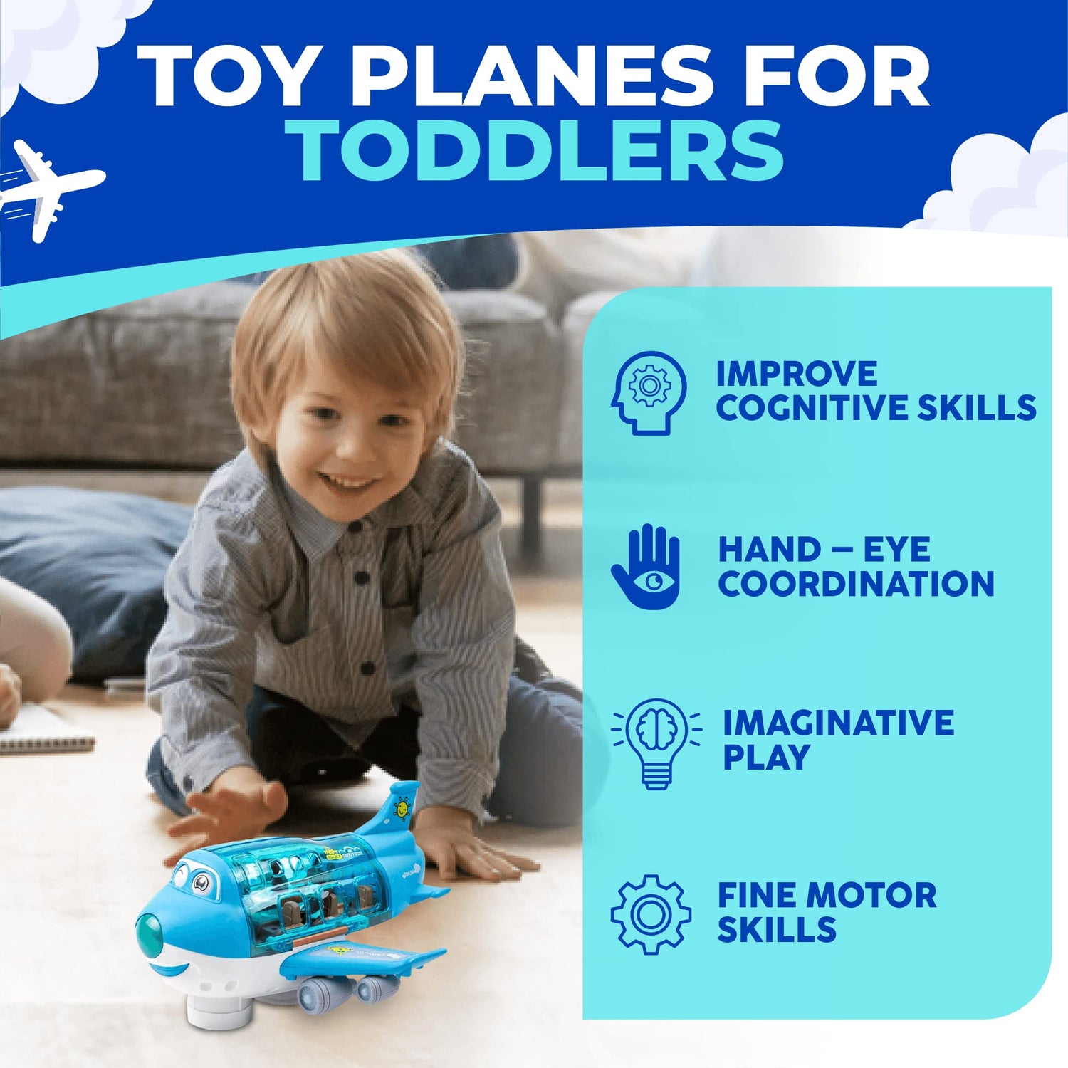 Lightning &amp; Musical 360 Rotating Gear Airplane